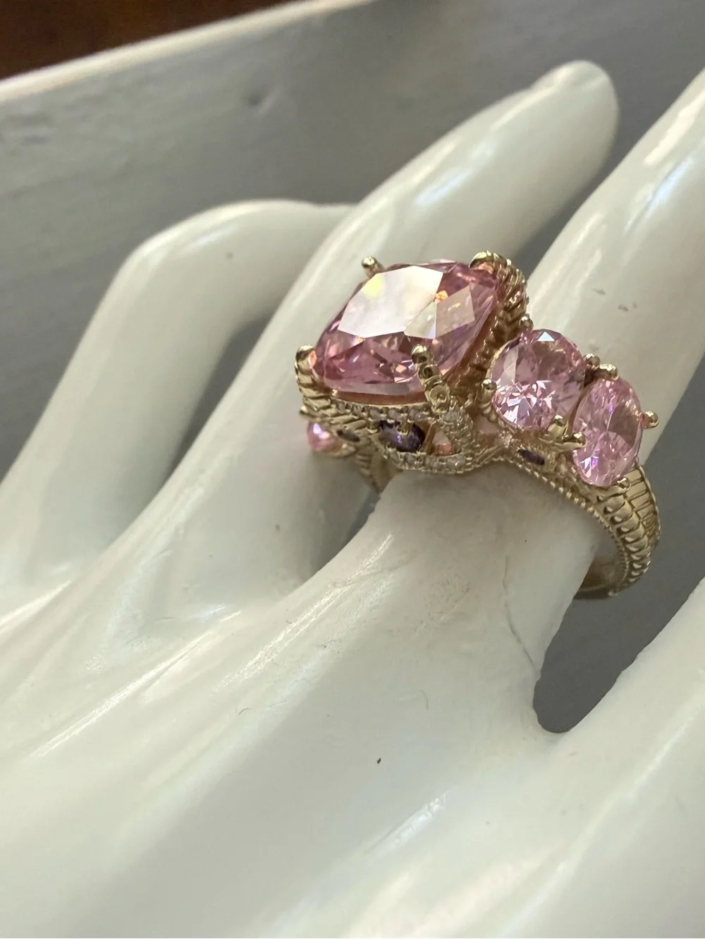 Judith Ripka 925 Sterling Silver 14k Gold Clad Ring 7 NEW
